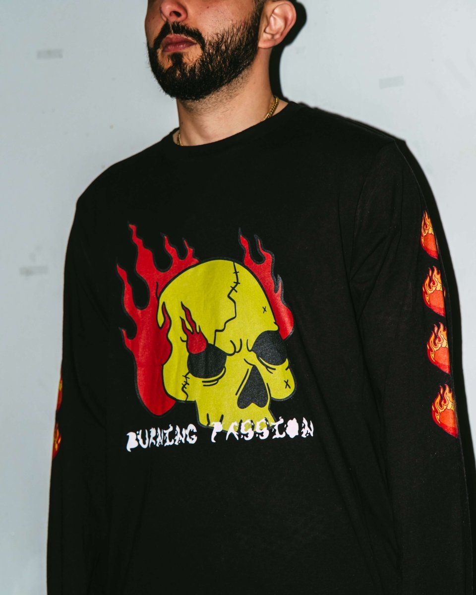 BURNING PASSION longsleeve worn by model