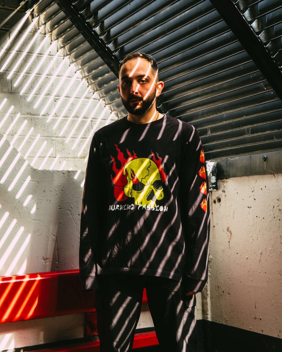 BURNING PASSION longsleeve worn by model