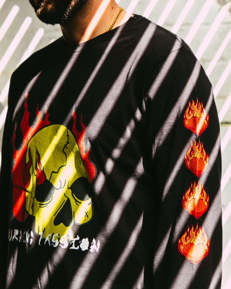 BURNING PASSION longsleeve worn by model