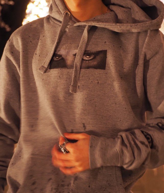 PARANOID grey hoodie with eye graphic symbolizing paranoia