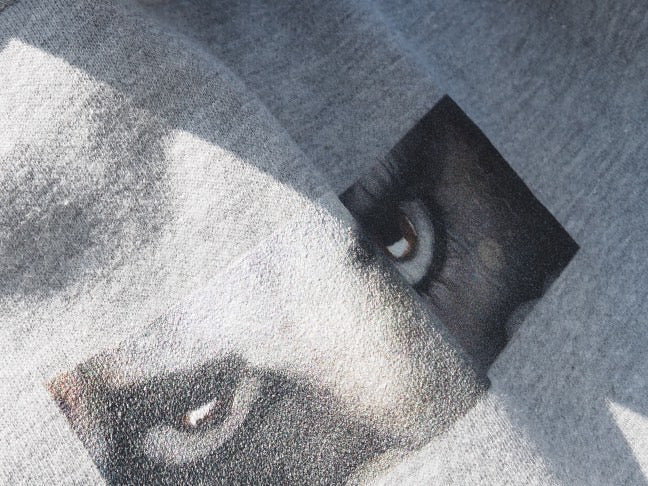 PARANOID grey hoodie with eye graphic symbolizing paranoia